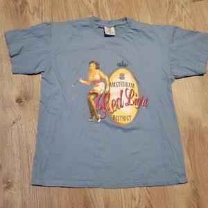 Amsterdam red light district Fox original t-shirt size Medium Light Blue